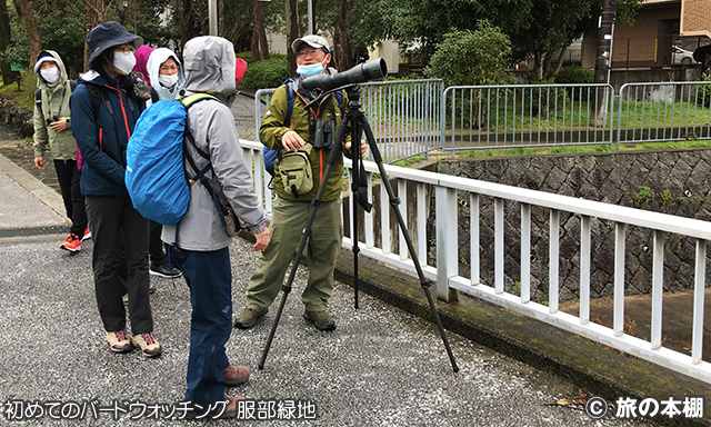 高川で野鳥の見つけ方を教わる